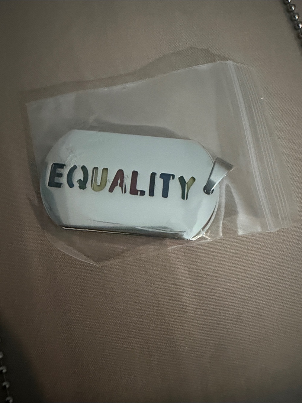 Metallic Silver 'EQUALITY' Pendant Necklace - Silver - Picture 2 of 4